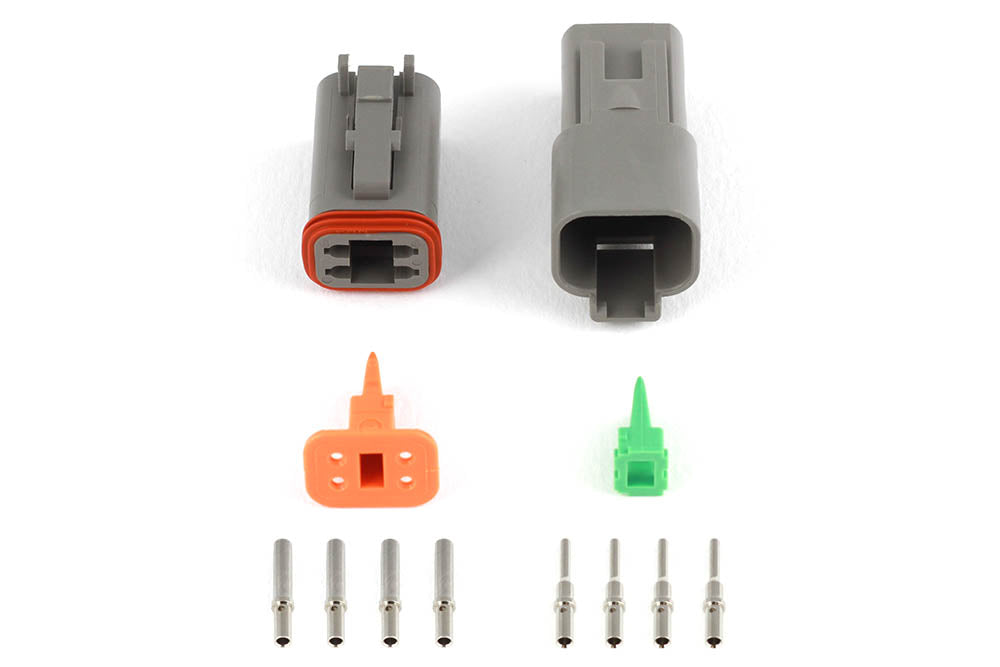 Haltech Plug and Pins Only - Matching Set of Deutsch DT-4 Connectors (DT06-4S + DT04-4P) - ( 13 Amp)