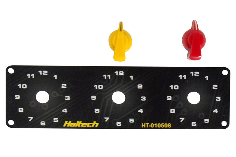 Haltech Triple Switch Panel Only - Includes Yellow & Red Knobs