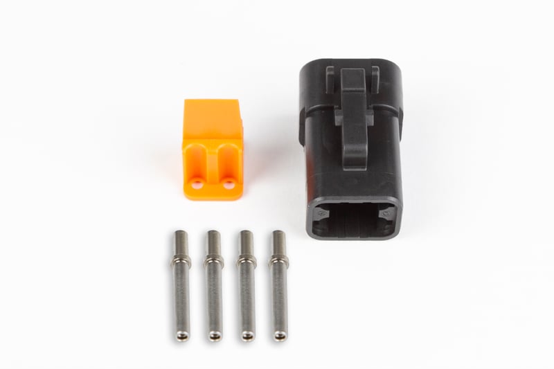 Haltech Plug And Pins Only - Male Deutsch DTP-06-4S - Black Connector (25Amp)