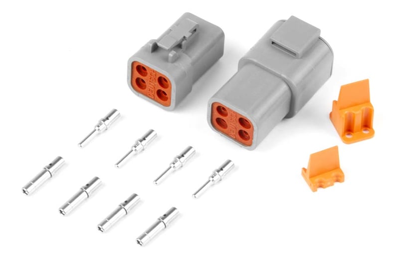 Haltech Plug And Pins Only - Matching Set Of Deutsch DTP-4 Connectors (25 Amp)