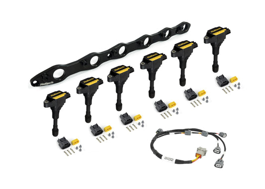 Haltech R35 Coil Bracket for Nissan RB20/25/26 includes bracket coils, connectors and harness