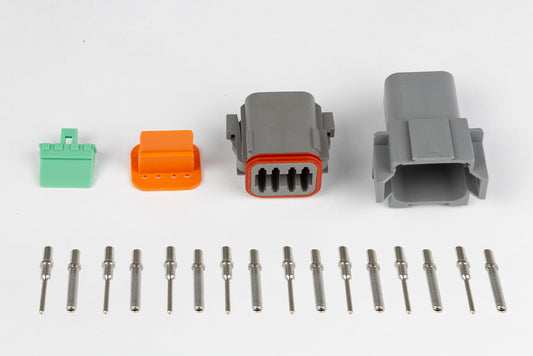 Haltech Plug and Pins Only - Matching Set of Deutsch DT-8 Connectors  (DT06-8S + DT04-8P) - ( 13 Amp)