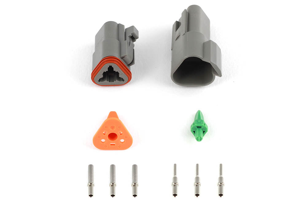 Haltech Plug and Pins Only - Matching Set of Deutsch DT-3 Connectors  (DT06-3S + DT04-3P) - ( 13 Amp)