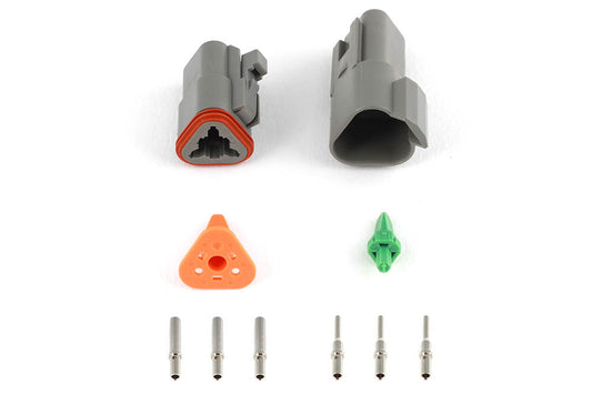 Haltech Plug and Pins Only - Matching Set of Deutsch DT-3 Connectors  (DT06-3S + DT04-3P) - ( 13 Amp)